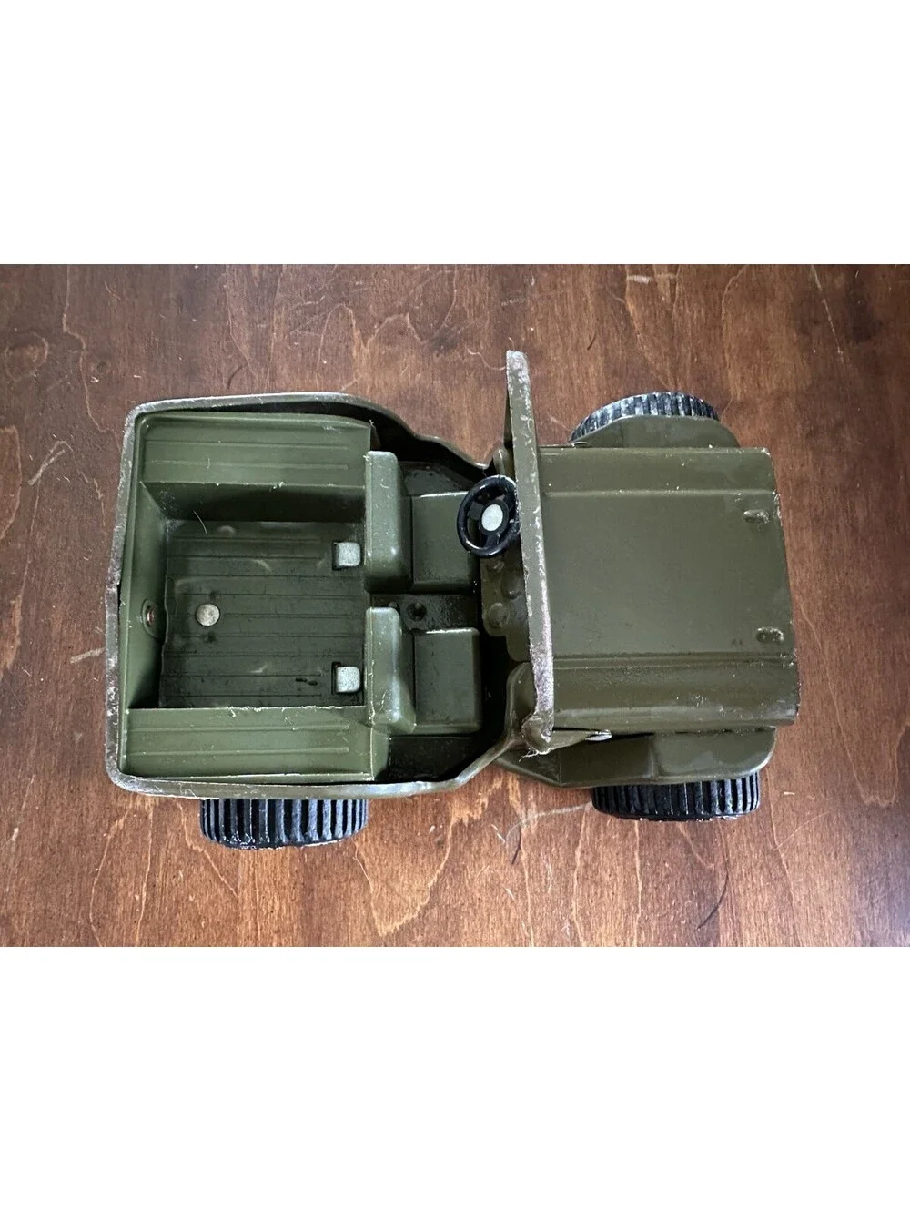 Vintage Tonka Pressed Steel Military Jeep Olive Green Toy Truck 9